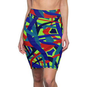 Stella Abstract Pencil Skirt (Green) - AFROSWAGG5