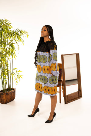 Off Shoulder Ruffle Ankara Dress