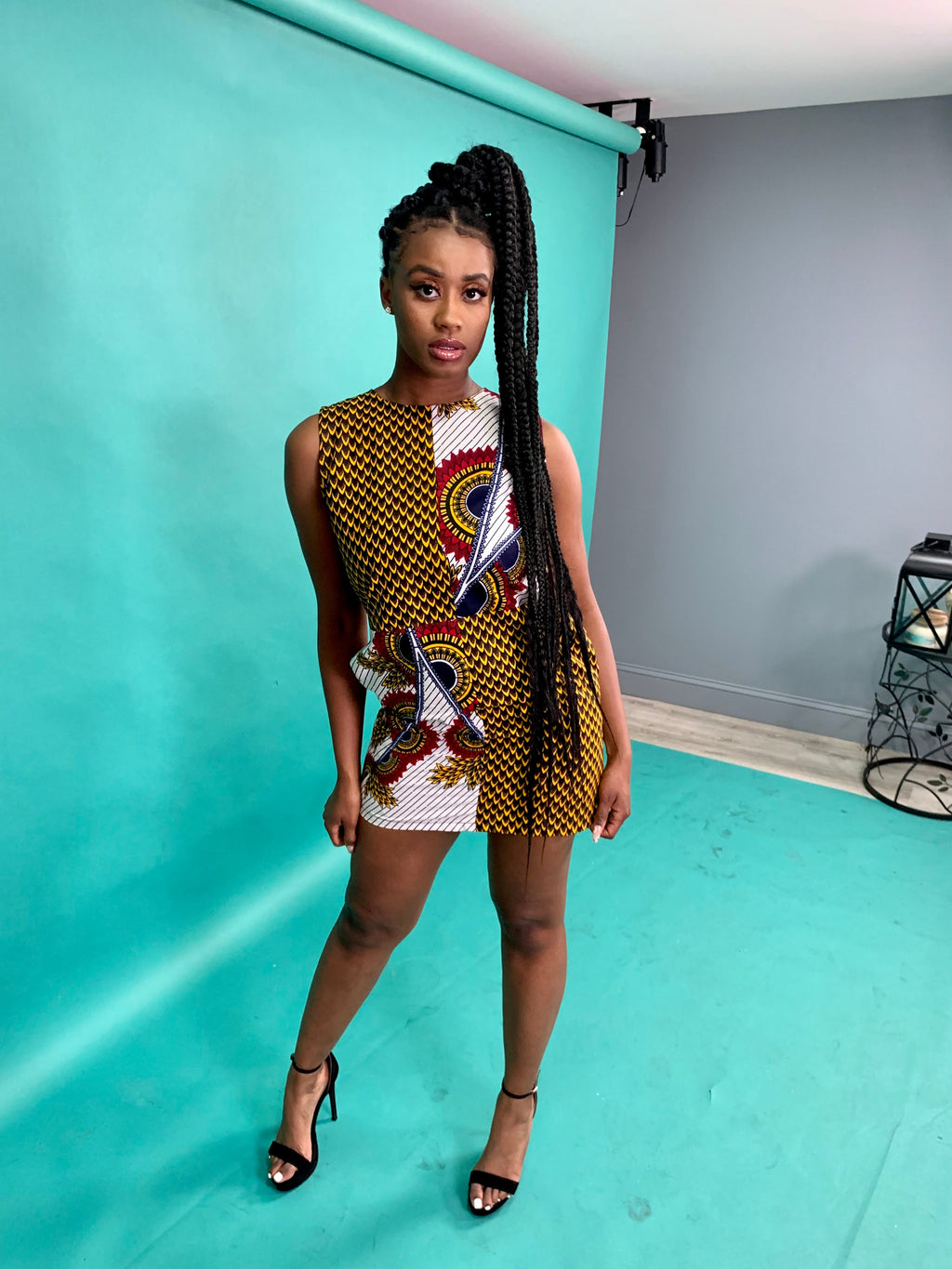 Ankara Square Play Dress - AFROSWAGG5