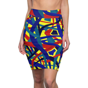 Stella Abstract Pencil Skirt (Yellow) - AFROSWAGG5
