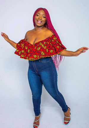 Ankara off shoulder Cape top - AFROSWAGG5