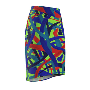 Stella Abstract Pencil Skirt (Green) - AFROSWAGG5