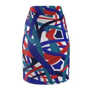 Stella Abstract Pencil Skirt (white) - AFROSWAGG5