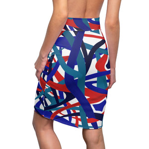 Stella Abstract Pencil Skirt (white) - AFROSWAGG5