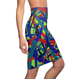Stella Abstract Pencil Skirt (Green) - AFROSWAGG5