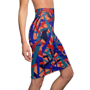 Stella Abstract Pencil Skirt (Orange) - AFROSWAGG5