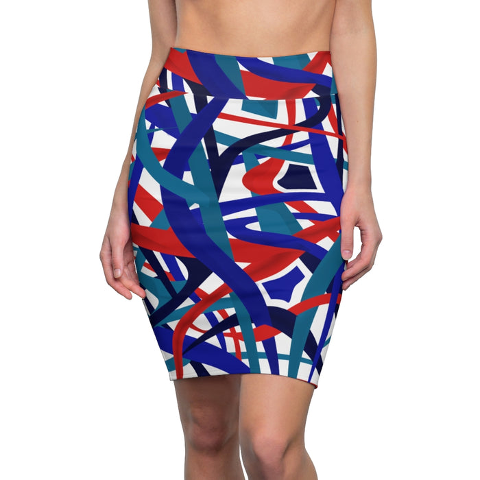 Stella Abstract Pencil Skirt (white)