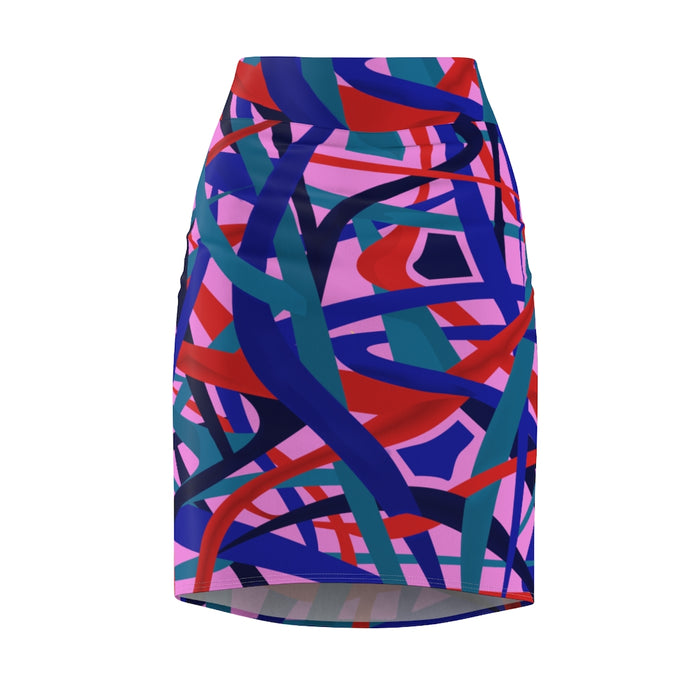 Stella Abstract Pencil Skirt (Purple)